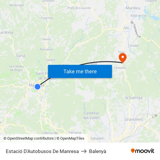 Estació D'Autobusos De Manresa to Balenyà map