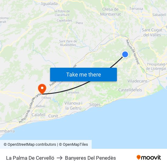 La Palma De Cervelló to Banyeres Del Penedès map