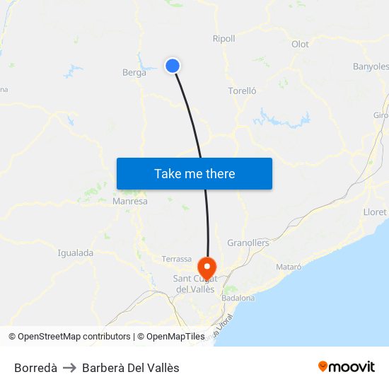 Borredà to Barberà Del Vallès map