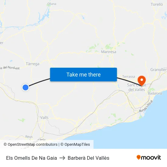 Els Omells De Na Gaia to Barberà Del Vallès map