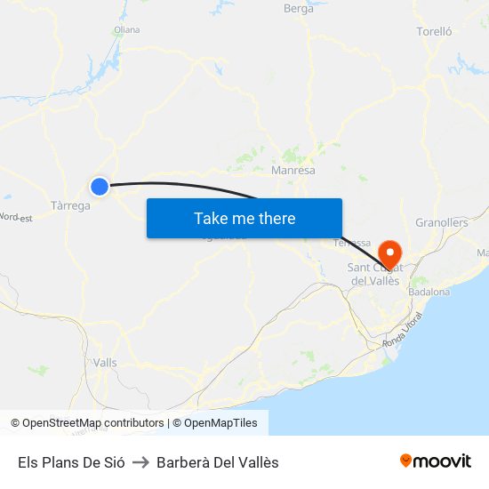 Els Plans De Sió to Barberà Del Vallès map