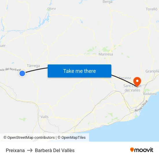 Preixana to Barberà Del Vallès map