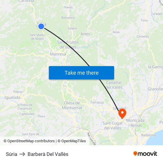 Súria to Barberà Del Vallès map