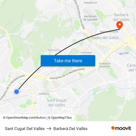 Sant Cugat Del Vallès to Barberà Del Vallès map