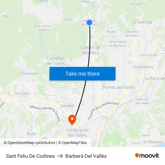Sant Feliu De Codines to Barberà Del Vallès map