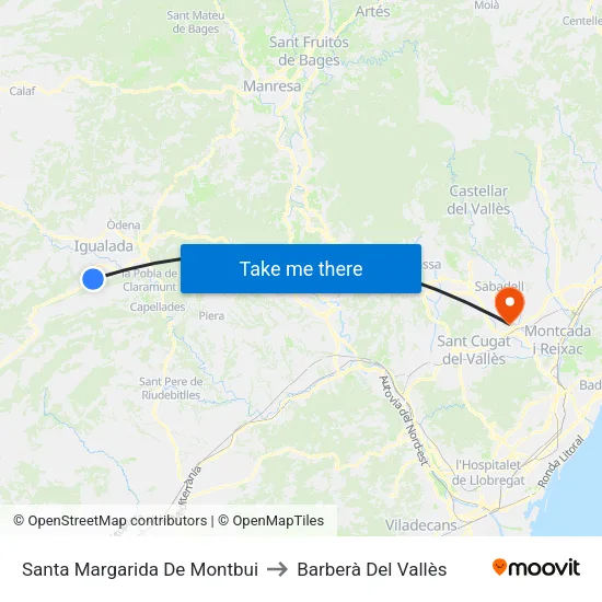 Santa Margarida De Montbui to Barberà Del Vallès map