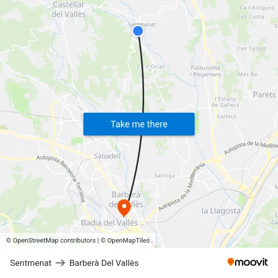 Sentmenat to Barberà Del Vallès map