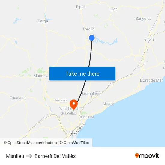 Manlleu to Barberà Del Vallès map