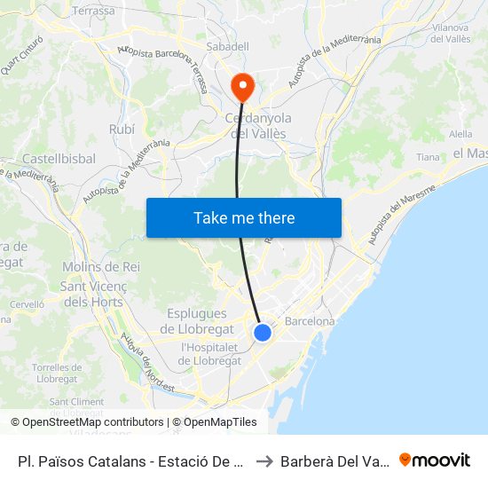 Pl. Països Catalans - Estació De Sants to Barberà Del Vallès map