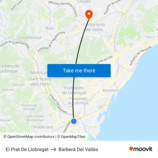 El Prat De Llobregat to Barberà Del Vallès map