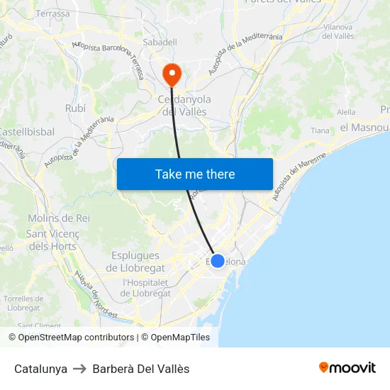 Catalunya to Barberà Del Vallès map