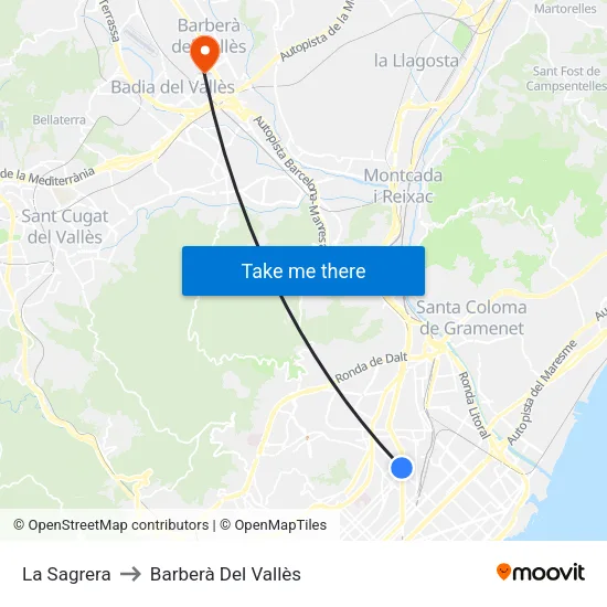La Sagrera to Barberà Del Vallès map