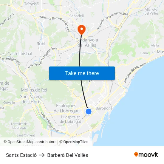 Sants Estació to Barberà Del Vallès map