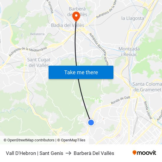 Vall D'Hebron | Sant Genís to Barberà Del Vallès map