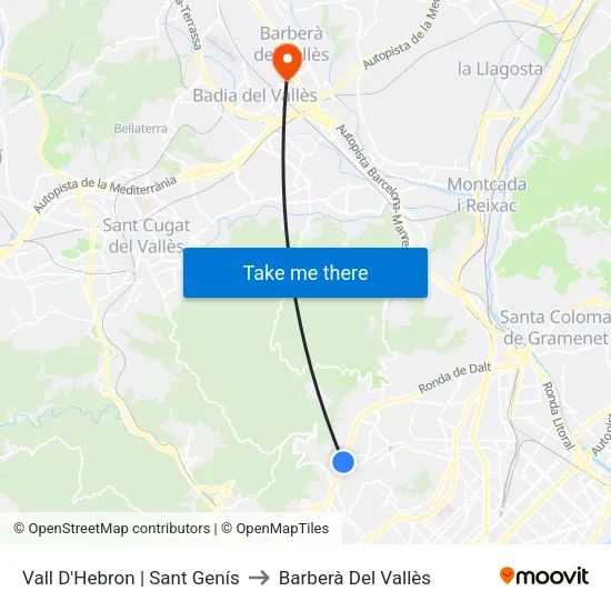 Vall D'Hebron | Sant Genís to Barberà Del Vallès map