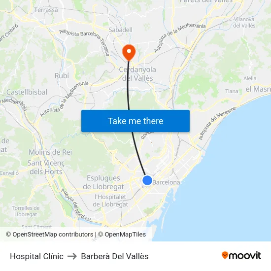 Hospital Clínic to Barberà Del Vallès map