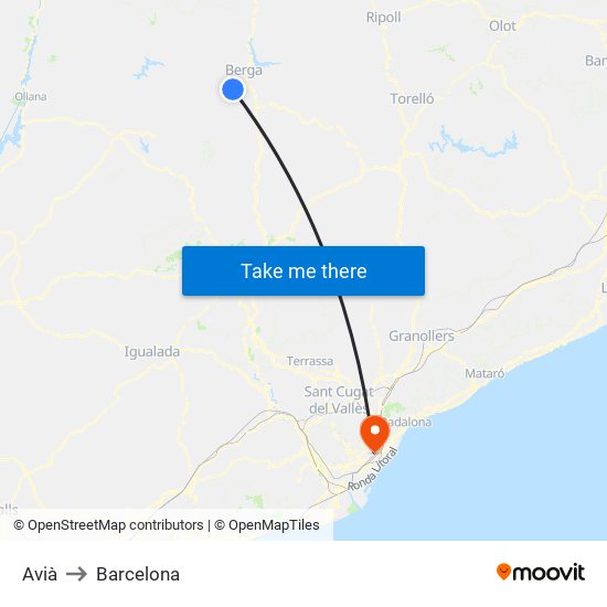 Avià to Barcelona map