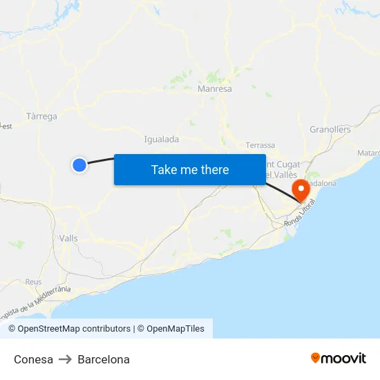 Conesa to Barcelona map