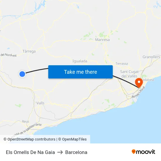 Els Omells De Na Gaia to Barcelona map