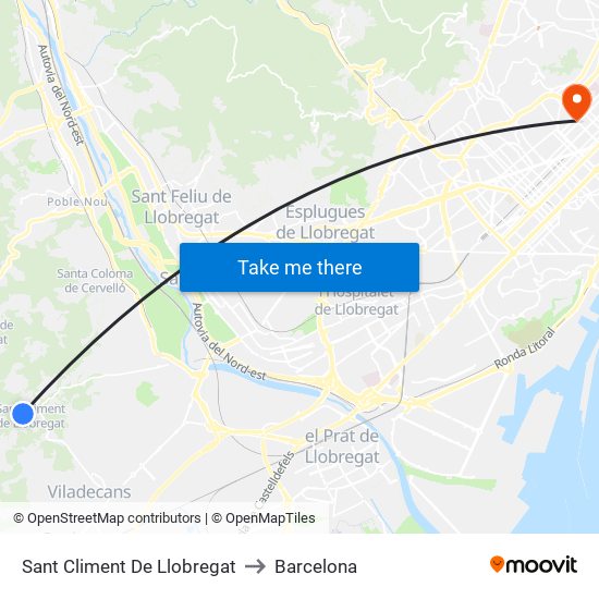 Sant Climent De Llobregat to Barcelona map