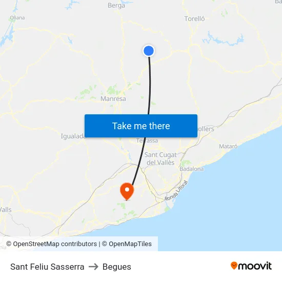 Sant Feliu Sasserra to Begues map