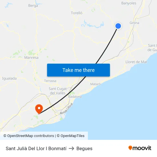 Sant Julià Del Llor I Bonmatí to Begues map