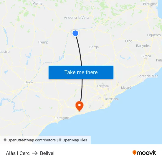 Alàs I Cerc to Bellvei map