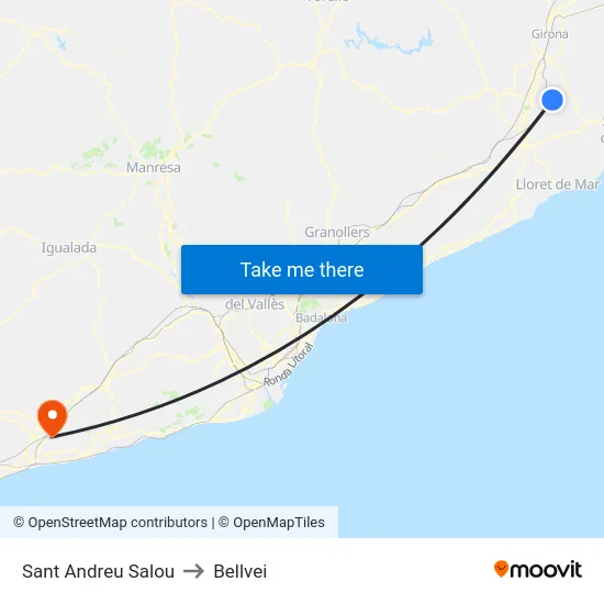 Sant Andreu Salou to Bellvei map