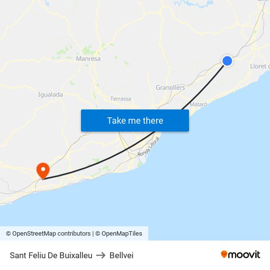 Sant Feliu De Buixalleu to Bellvei map