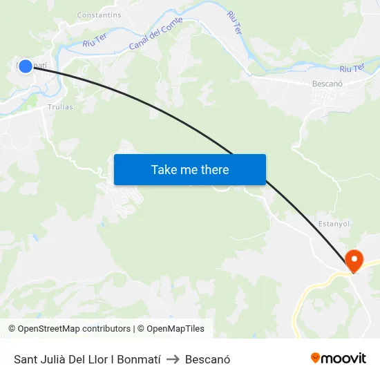 Sant Julià Del Llor I Bonmatí to Bescanó map