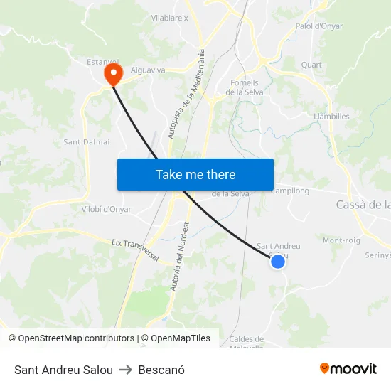 Sant Andreu Salou to Bescanó map