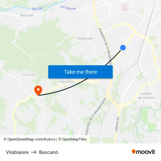 Vilablareix to Bescanó map
