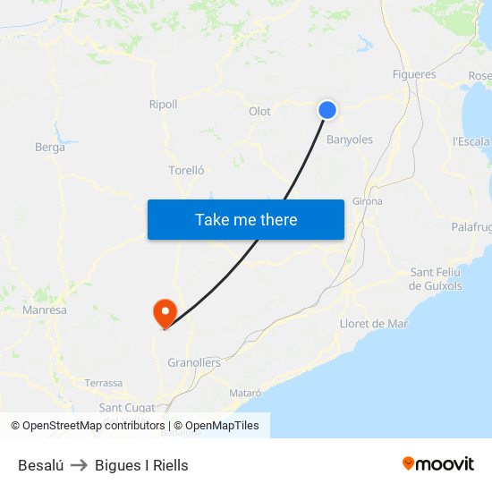 Besalú to Bigues I Riells map