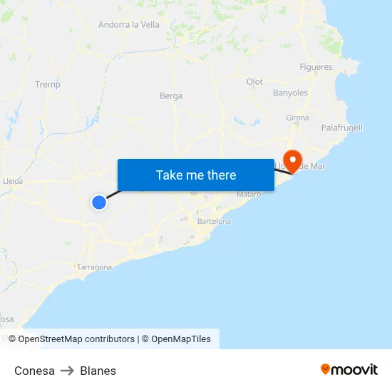 Conesa to Blanes map