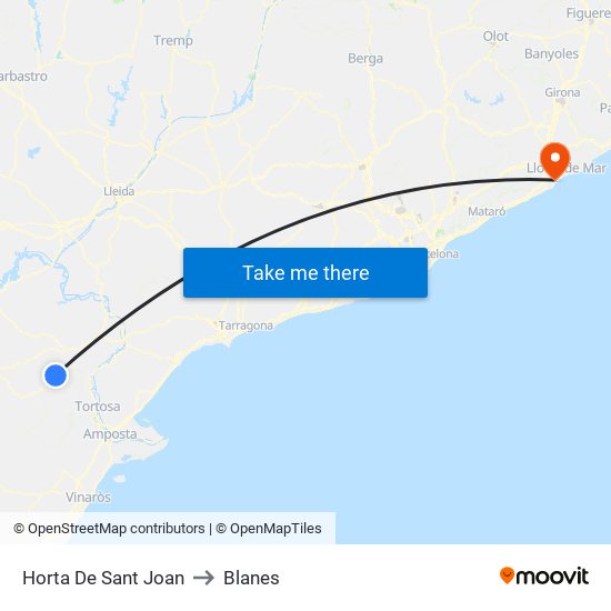 Horta De Sant Joan to Blanes map