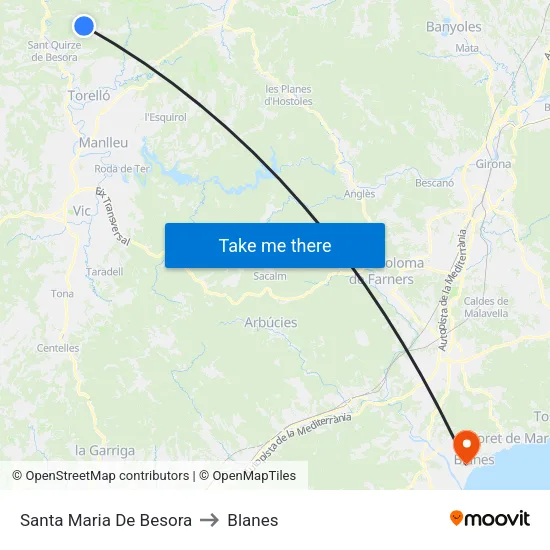 Santa Maria De Besora to Blanes map