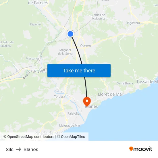 Sils to Blanes map