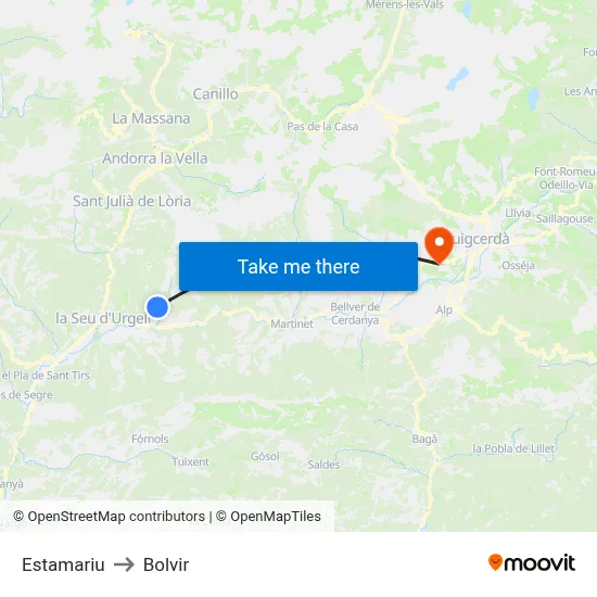 Estamariu to Bolvir map