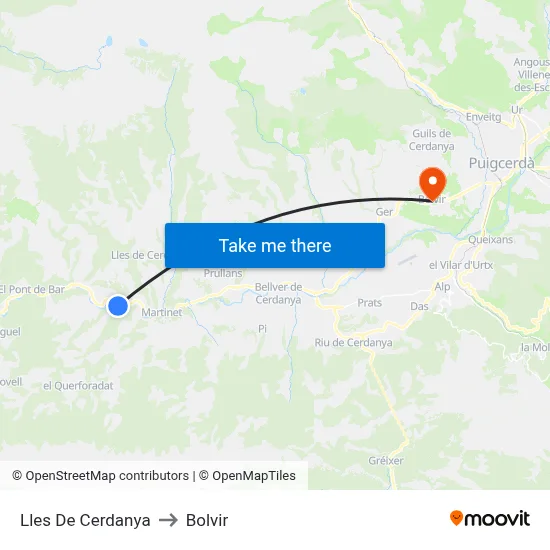 Lles De Cerdanya to Bolvir map