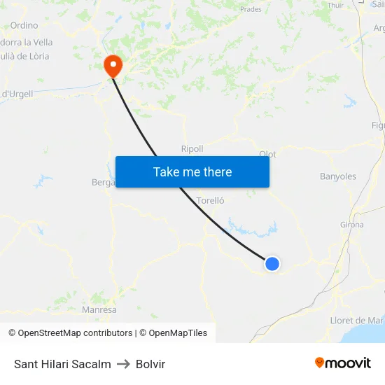 Sant Hilari Sacalm to Bolvir map