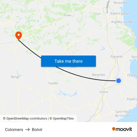 Colomers to Bolvir map