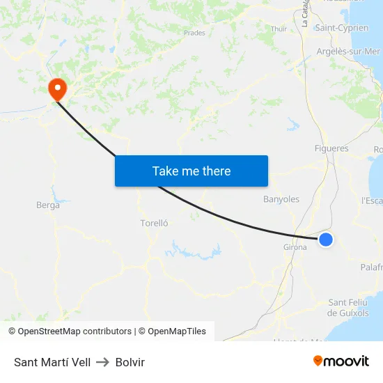 Sant Martí Vell to Bolvir map