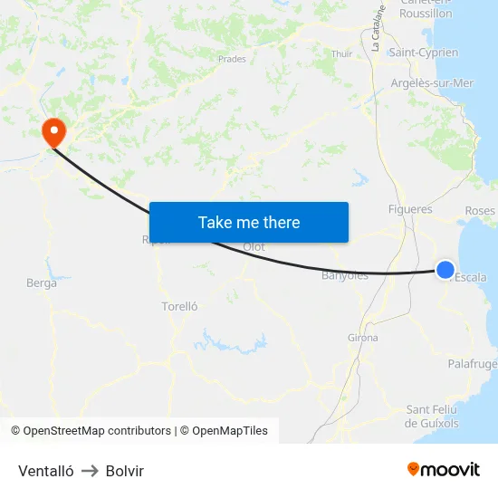 Ventalló to Bolvir map