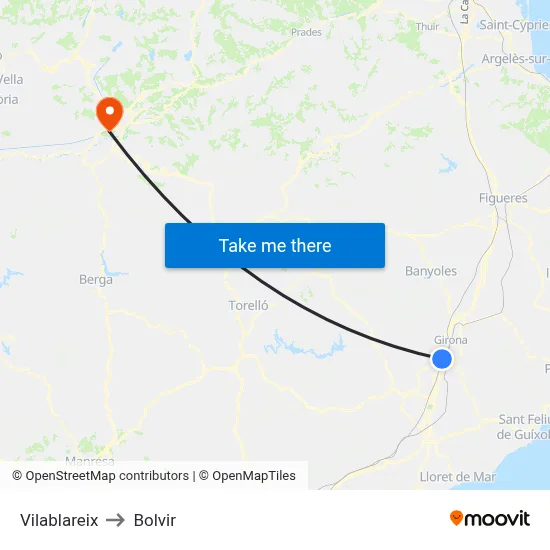 Vilablareix to Bolvir map