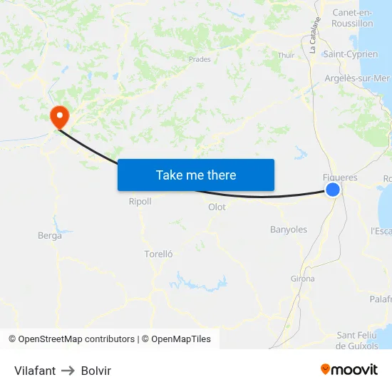 Vilafant to Bolvir map