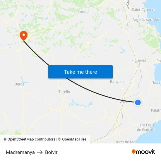 Madremanya to Bolvir map