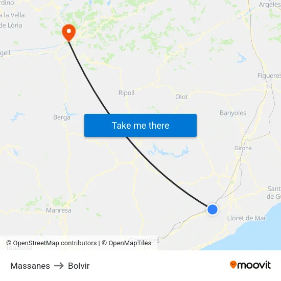 Massanes to Bolvir map