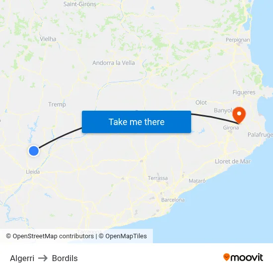 Algerri to Bordils map