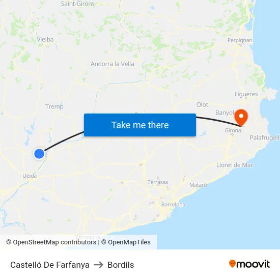 Castelló De Farfanya to Bordils map