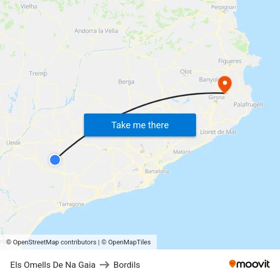 Els Omells De Na Gaia to Bordils map